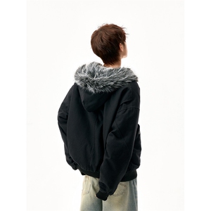 档口现货 重磅帆布+通体仿兔毛座山雕毛领潮牌棉服 DM8220-P138图片