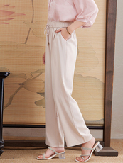 新中式阔腿裤女夏薄款2025新款高腰显瘦亲肤丝滑凉爽透气长裤，女装休闲裤，媚琳依坊