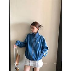 老钱刺绣牛仔休闲三道杠宽松外套，女装短外套，四季星座505