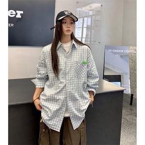 港风衬衫长袖耐磨格子衬衫休闲百搭MD-H518-特批43控69图片