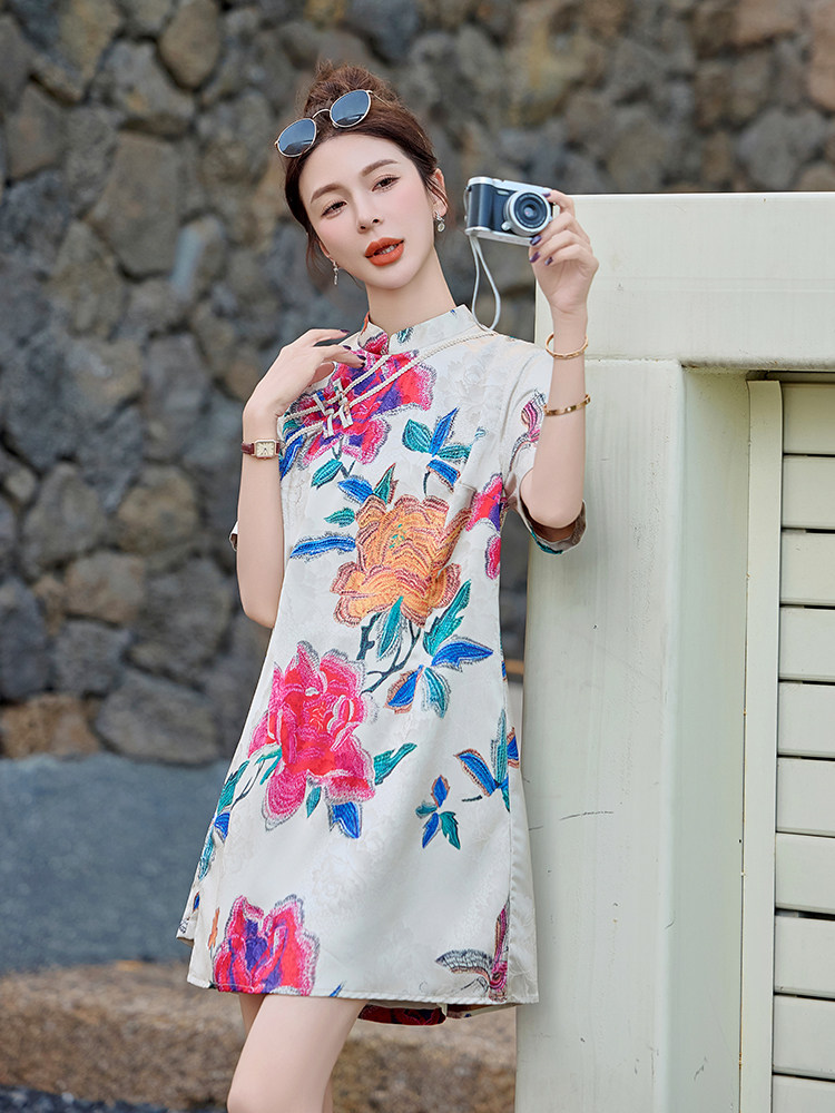 正品女装官方夏2025夏季新款女设计感小众新中式国风盘扣上衣,女装套装/套裙,芷墨服饰