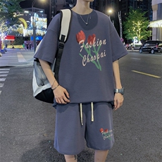 ！直播推荐！2024夏季男士华夫格短袖T恤套装一套HTZ18P50，男装T恤，电商B220