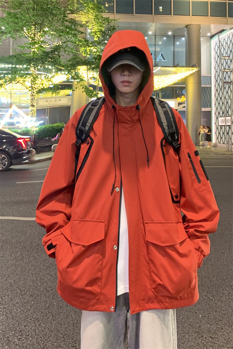 新款现货连帽冲锋衣宽松大码夹克男DSA157B-J199-P65,男装夹克,电商A157B