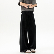 8XL-M加绒美拉德宽松金丝绒阔腿裤垂感拖地裤K993P55加绒65控78，男装休闲裤，电商D206-1