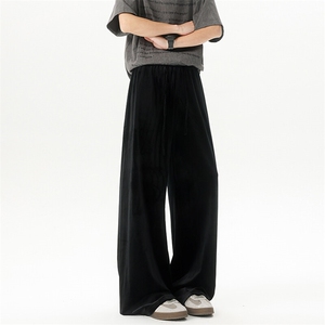 8XL-M 加绒美拉德宽松金丝绒阔腿裤垂感拖地裤K993P55加绒65控78图片