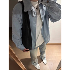 现货JY205-P81美式复古条纹翻领夹克男女，男装夹克，星座1501-3