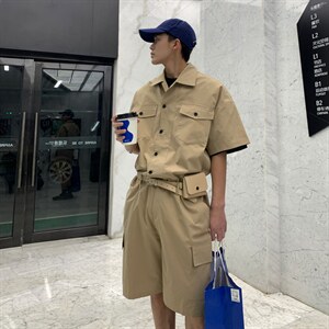 【2025春夏】港风日系复古连体裤工装男连体衣女送皮带腰包，男装工装外套，星座112A
