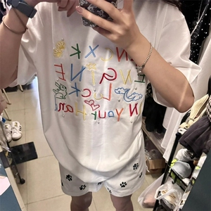 刺绣+钉珠纯棉短袖ZX0230-P35图片