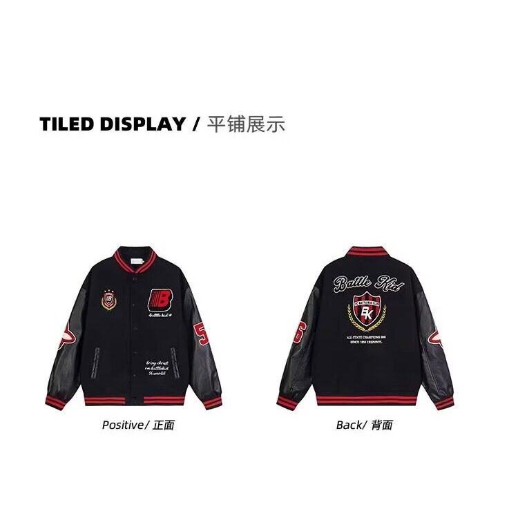 刺绣棒球服外套女潮秋冬夹棉加厚百搭宽松情侣拼接夹克HHA02P73,男装夹克,星座1013-5