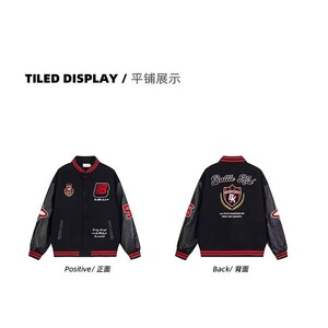 刺绣棒球服外套女潮秋冬夹棉加厚百搭宽松情侣拼接夹克HHA02 P73图片