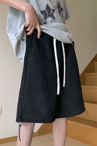夏季港风麂皮绒休闲裤美式高街五分裤宽松大码直通短裤DK011 P32图片