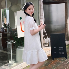 肌理感小香风连衣裙女夏2023新款小个子减龄漂亮洋气荷叶边小黑裙，女装连衣裙，姿衣轩