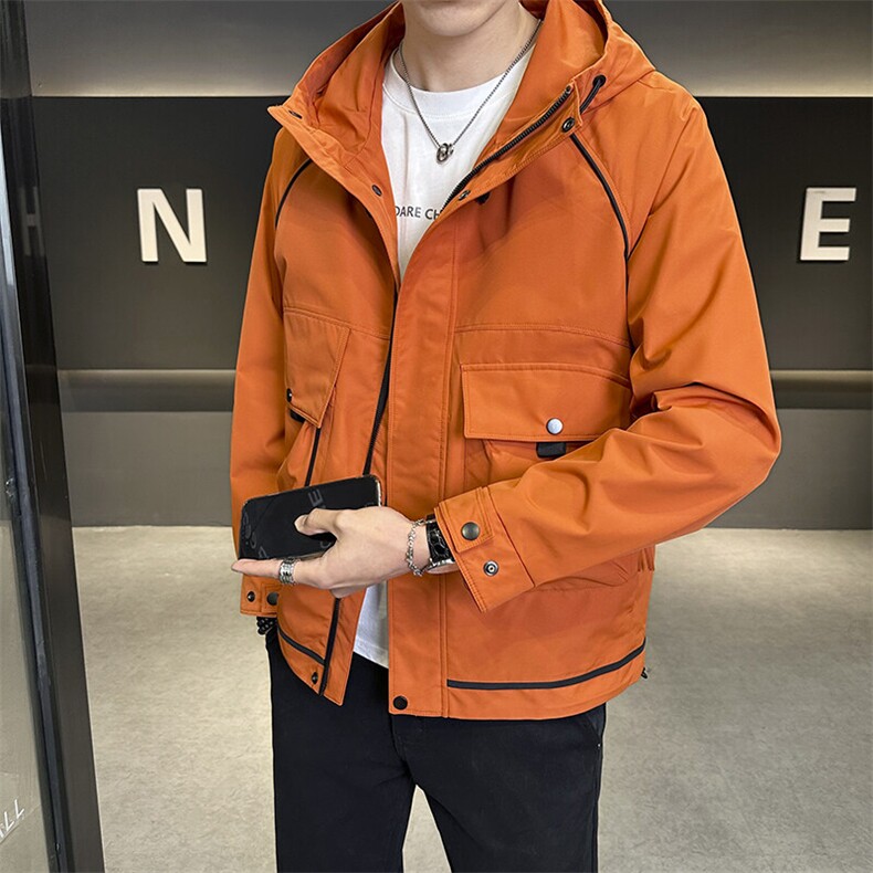 春秋连帽外套潮流休闲宽松工装上衣简约百搭夹克8817-P105，男装夹克，星座703-1