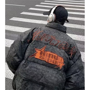 拉链慵懒男女百搭直筒型长袖流行棉衣街头简约立领棉服 MA26图片