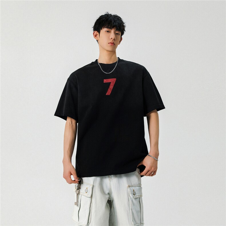 2026新款潮牌短袖宽松韩版字母印花扎染工艺T恤T8823/P5588,男装T恤,星座202