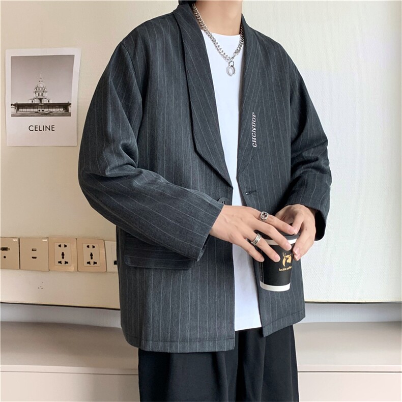 港风英伦西服学院风上衣外套秋季韩版复古条纹西装男W5987-P70,男装西服,星座512-2