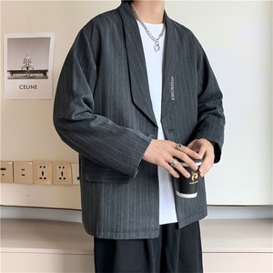 港风英伦西服学院风上衣外套秋季韩版复古条纹西装男 W5987-P70图片