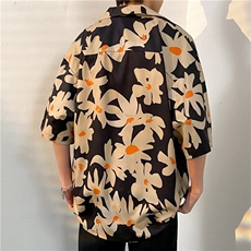 春夏季2023男花衬衫潮流日系五分袖男宽松休闲上衣服CS01321-P33，男装衬衫，星座308B-1