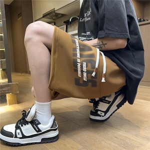 青少年运动短裤男夏季字母发泡大码宽松五分裤美式潮牌休闲大裤衩图片