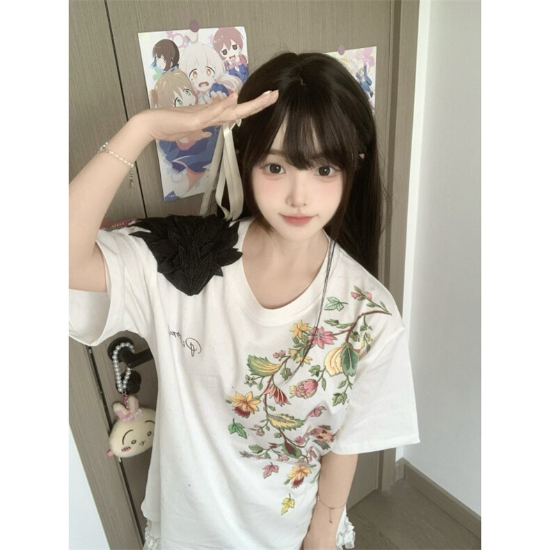 【有货】BK934CC-特P36绣花肩章羽毛满天星立体浮雕短袖T恤男女,男装T恤,星座1007（原301D）