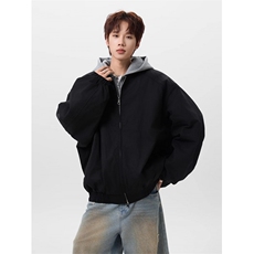 常规款假两件拼接连帽棉服女男冬季高级感夹克外套情侣JKM45，男装夹克，星座516A