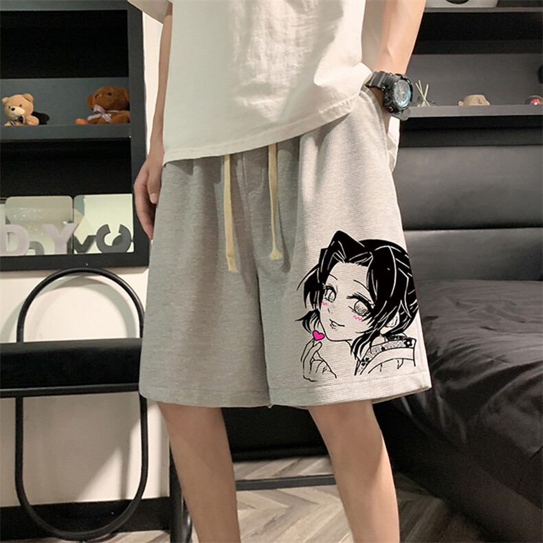 HD74153-P22 华夫格短裤男大码宽松五分裤男直筒中裤图片