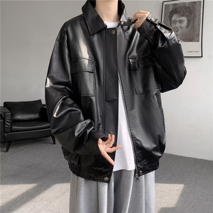 美式复古PU皮飞行员外套男女宽松休闲百搭机车皮衣夹克潮M50/P70图片