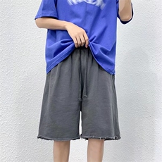 夏季韩版潮流宽松休闲五分裤港风ins直筒裤毛边短裤男K6696-P26，男装休闲裤，星座512-4