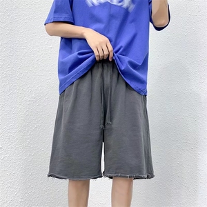 夏季韩版潮流宽松休闲五分裤港风ins直筒裤毛边短裤男 K6696-P26图片