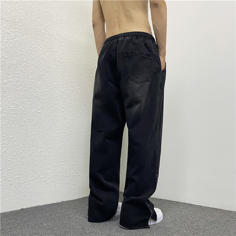 k787-p55-控78拉链黄泥牛仔在高阶宽松大码牛仔裤cityboy,男装牛仔裤,星座116