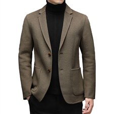 羊毛西服男冬季潮款休闲商务西服上衣中年男外套YLBX2120738-P315图片