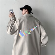 2024新款大码港风几物风反光大钩教练休闲夹克男装外套JK1603-P50图片