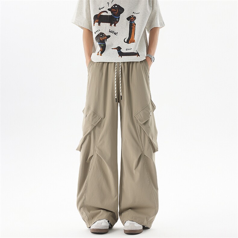 D206-18XL-M冰丝复古阔腿工装裤男宽松大口袋美式拖地裤男K9145，男装工装外套，电商D206-1