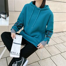 冬季连帽拼接加绒卫衣，女装卫衣/绒衫，依诺阁