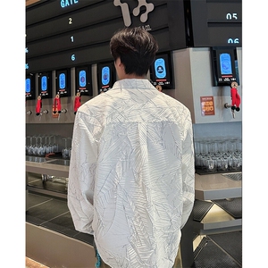 8XL-M 解构肌理感裂纹垫肩花衬衫男高级感宽松衬衣男CS520P55控78图片