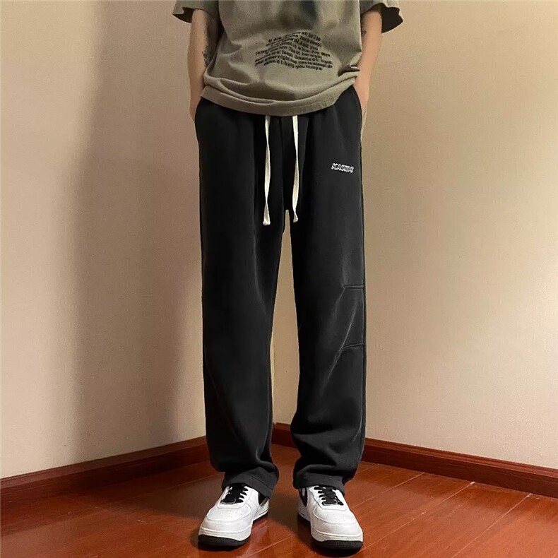 大码2023新款春秋季休闲裤卫裤港风情侣宽松直筒裤K01710-P50,男装休闲裤,星座308B-2