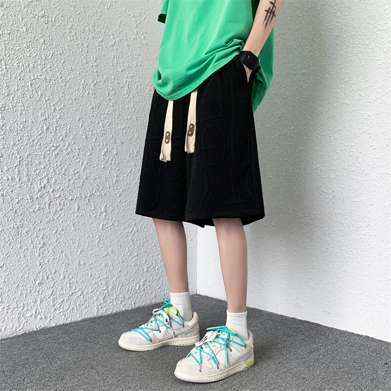 港风夏季新款透气港风男立体印花垂感针织短裤A021-DK33-P38,男装牛仔裤,电商A021