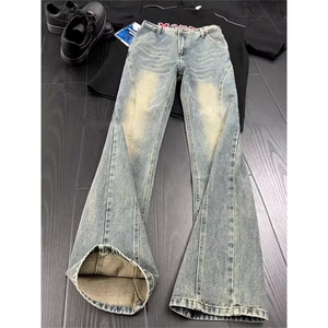 微喇牛仔裤男款美式高街vibe裤子高腰弯刀显瘦直筒裤 L2142 P39图片