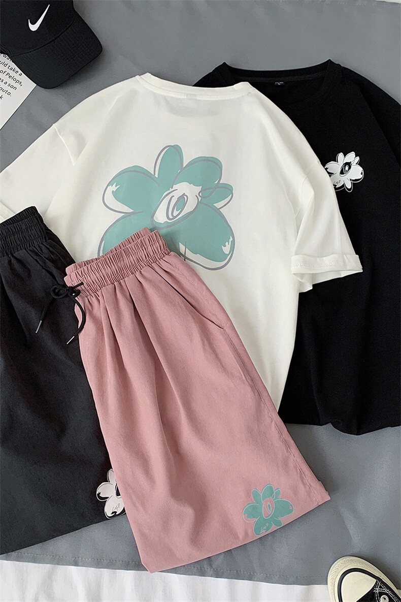 短袖t恤男士运动套装潮牌潮流衣服2021夏季宽松短裤一套DS853T,男装T恤,电商A102