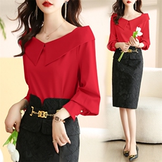 时尚女2024夏季新款韩版高级感气质一字肩短袖上衣短裤，女装衬衫，卡杰菲