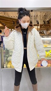 2021冬季新款连帽切格衣时尚休闲,女装棉衣/棉服,西子玛雅