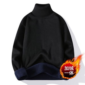 2023-403-2-M669-P26新款一体绒高领毛衣男针织衫加绒时尚帅气图片