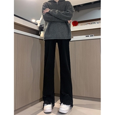 春夏黄泥美式vibe裤高街黑色破洞微喇直筒毛边牛仔裤男K890-P55，男装牛仔裤，星座205