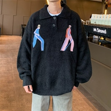 毛衣男秋冬高级感刺绣慵懒风针织衫美式Polo领痞帅外套MZ622-P55，男装针织衫/毛衣，星座412-3