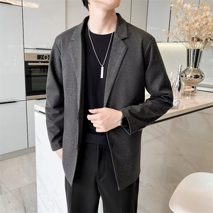 毛呢西装外套男秋冬季新款轻熟风男装休闲男士厚呢子西服 MX52图片
