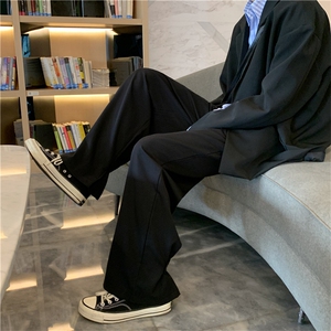 K3009/P45春装港风休闲长裤男大码垂感直筒西装裤男士阔腿裤图片