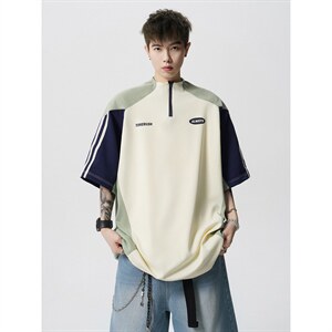 现货-原创-运动风拼接短袖撞色T恤解构T美式T1016-1 T352 P43 K79，男装T恤，星座1016-1（原电商B408-1）