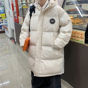 港风新款冬季时尚情侣百搭连帽长款羽绒服外套YR160P245控298图片
