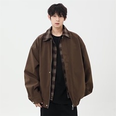 8190-P60慵懒时尚潮流ins假两件夹克流行新款文艺百搭气质简约，男装T恤，电商B323A