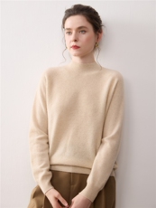 秋冬纯山羊绒衫女半高领七针加厚插肩针织打底衫套头毛衣宽松内搭，女装针织衫/毛衣，暖绒情旗舰店